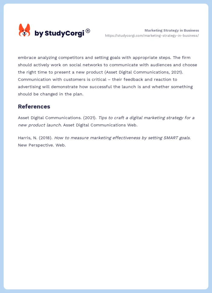 Marketing Strategy in Business. Page 2