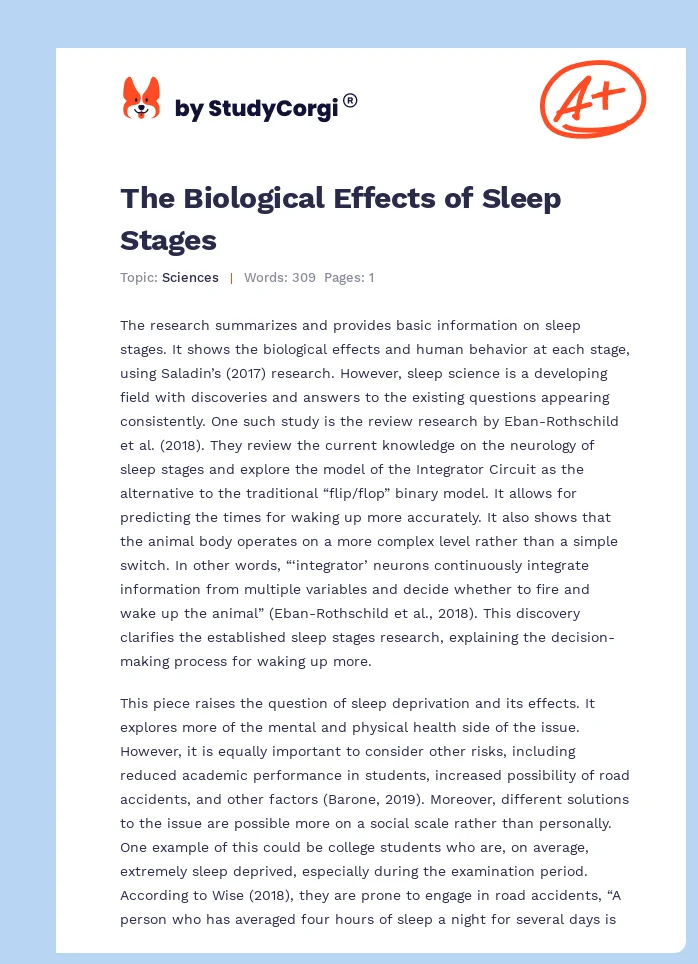 The Biological Effects of Sleep Stages. Page 1