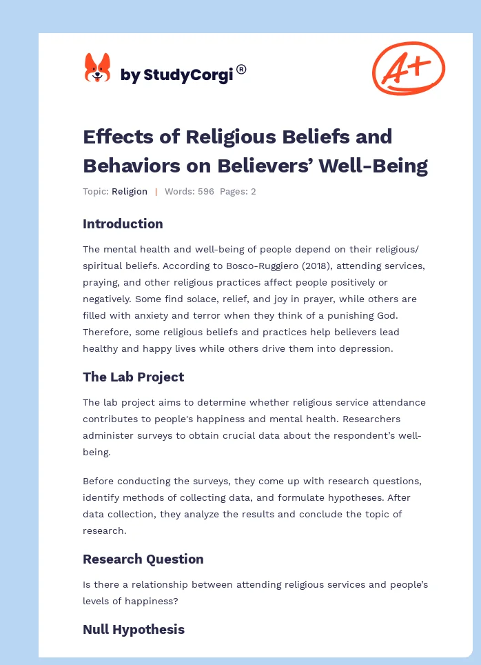 Effects of Religious Beliefs and Behaviors on Believers’ Well-Being. Page 1