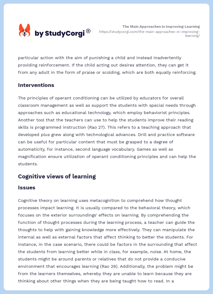 The Main Approaches in Improving Learning. Page 2