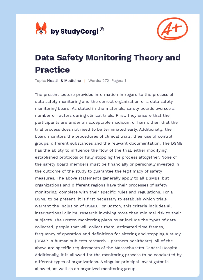 Data Safety Monitoring Theory and Practice. Page 1