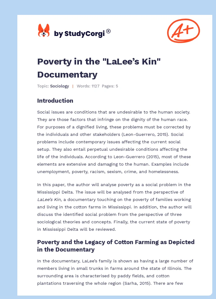 Poverty in the "LaLee’s Kin" Documentary. Page 1