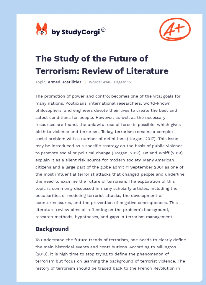 The Study of the Future of Terrorism: Review of Literature. Page 1