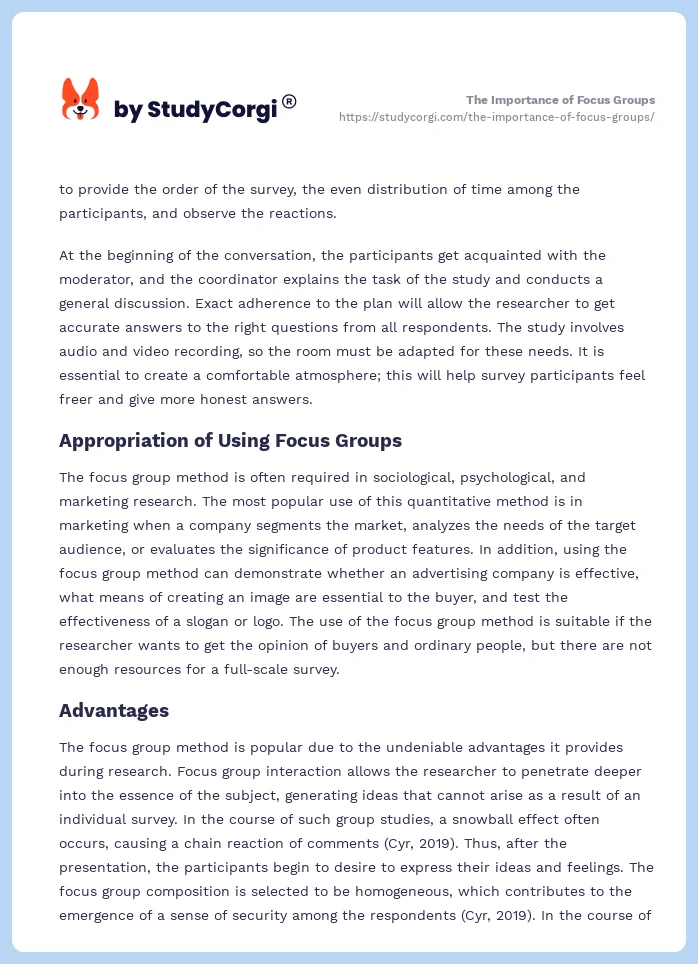 The Importance of Focus Groups. Page 2