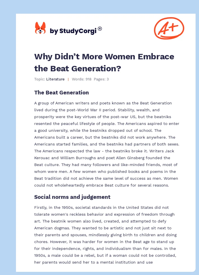 Why Didn’t More Women Embrace the Beat Generation?. Page 1