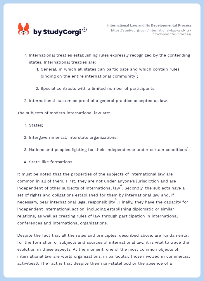 International Law and Its Developmental Process. Page 2