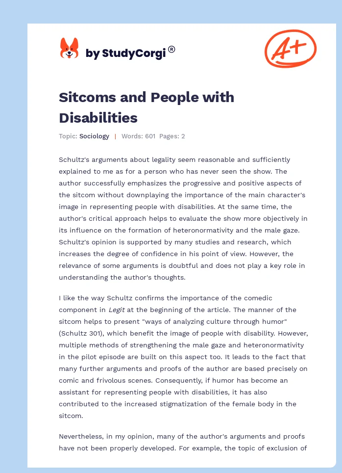 Sitcoms and People with Disabilities. Page 1