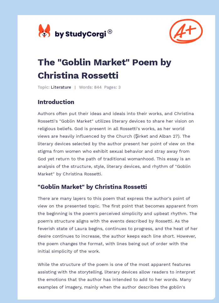 The "Goblin Market" Poem by Christina Rossetti. Page 1