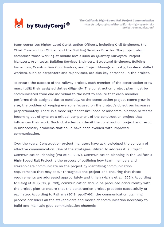 The California High-Speed Rail Project Communication. Page 2