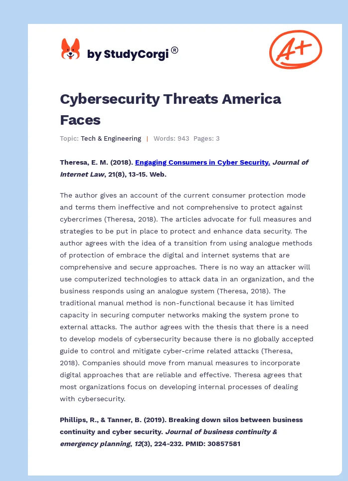 Cybersecurity Threats America Faces. Page 1