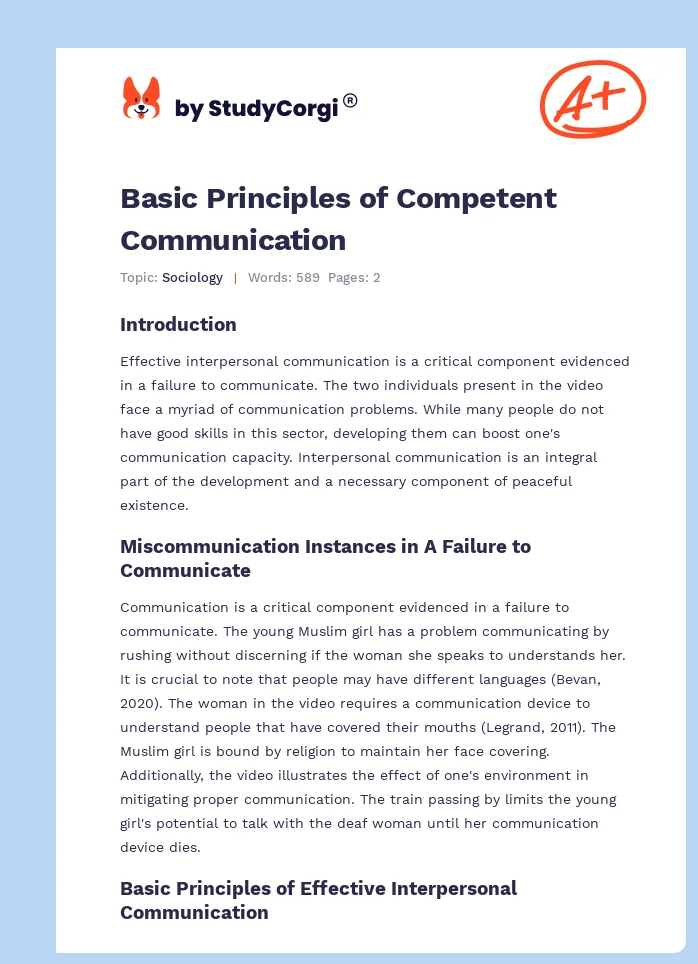 Basic Principles of Competent Communication. Page 1