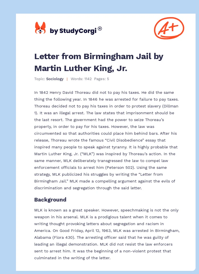 Letter from Birmingham Jail by Martin Luther King, Jr.. Page 1
