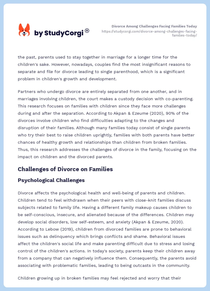 Divorce Among Challenges Facing Families Today. Page 2