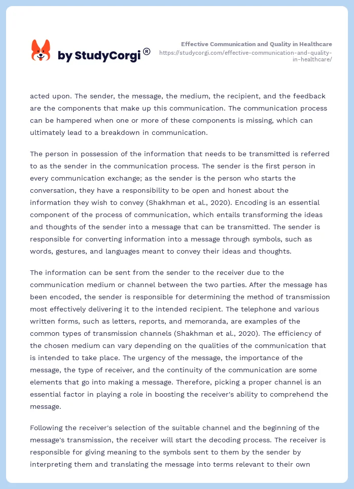 Effective Communication and Quality in Healthcare. Page 2