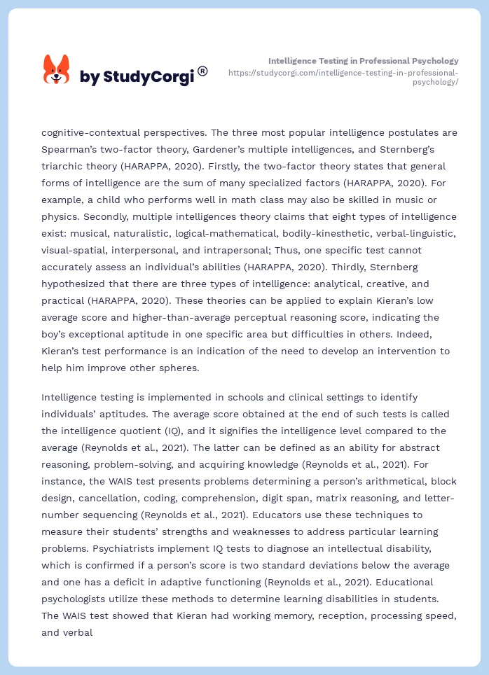 Intelligence Testing in Professional Psychology. Page 2