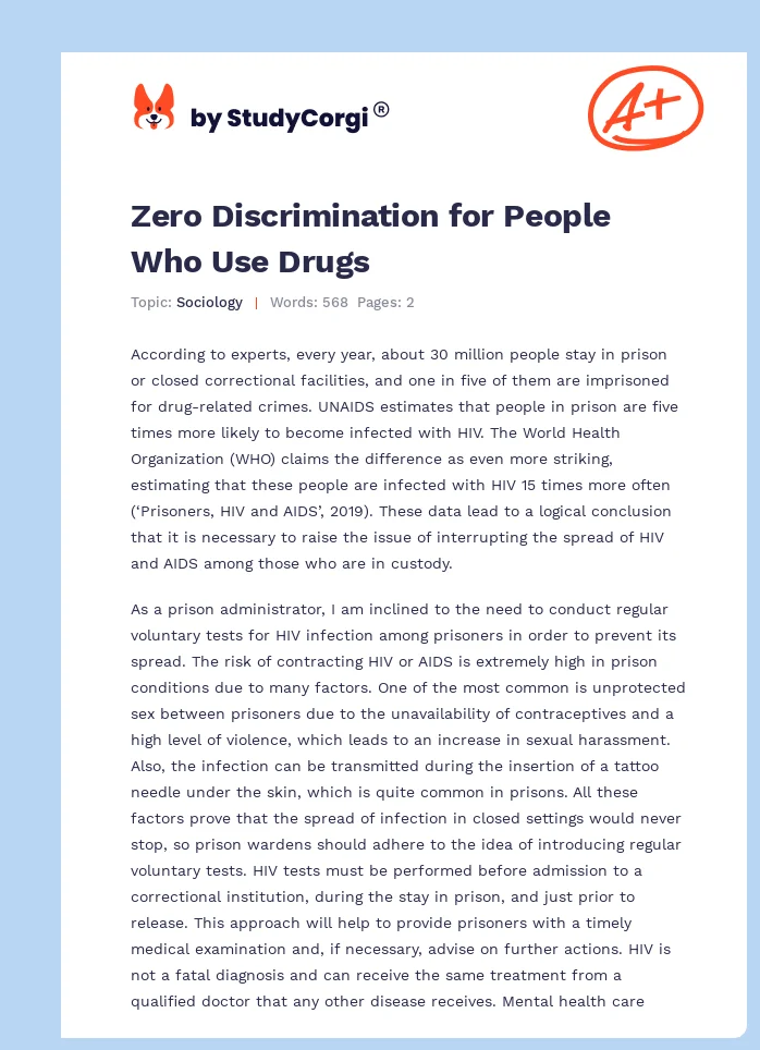 Zero Discrimination for People Who Use Drugs. Page 1