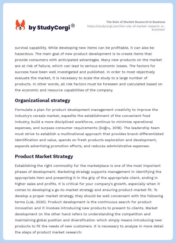 The Role of Market Research in Business. Page 2