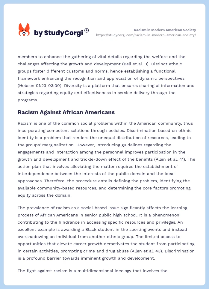 Racism in Modern American Society. Page 2