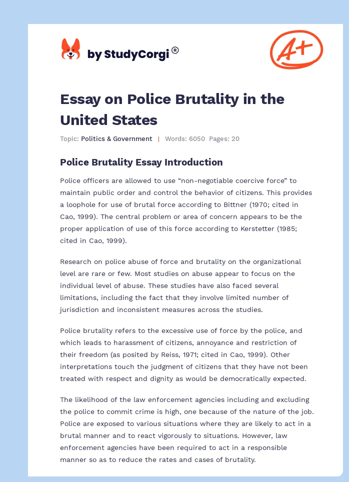 Essay on Police Brutality in the United States. Page 1