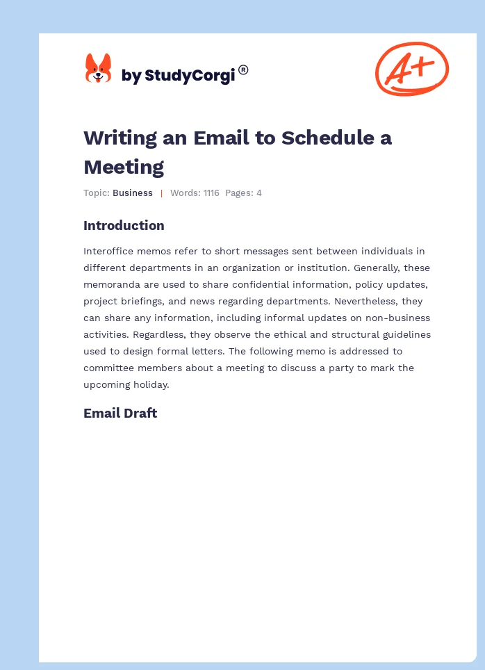 Writing an Email to Schedule a Meeting. Page 1