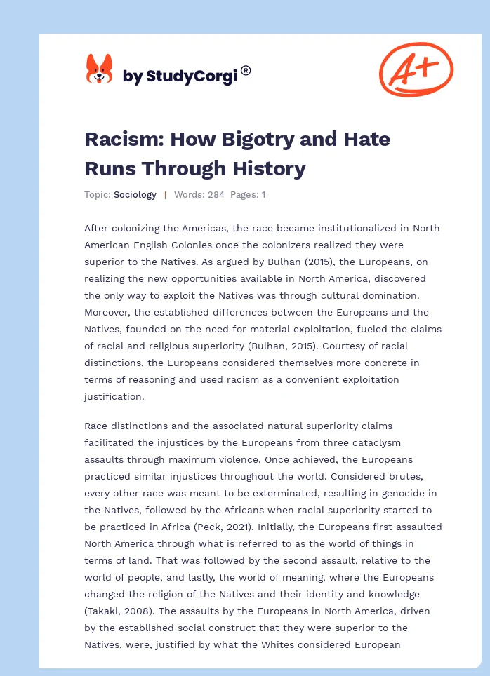 Racism: How Bigotry and Hate Runs Through History. Page 1