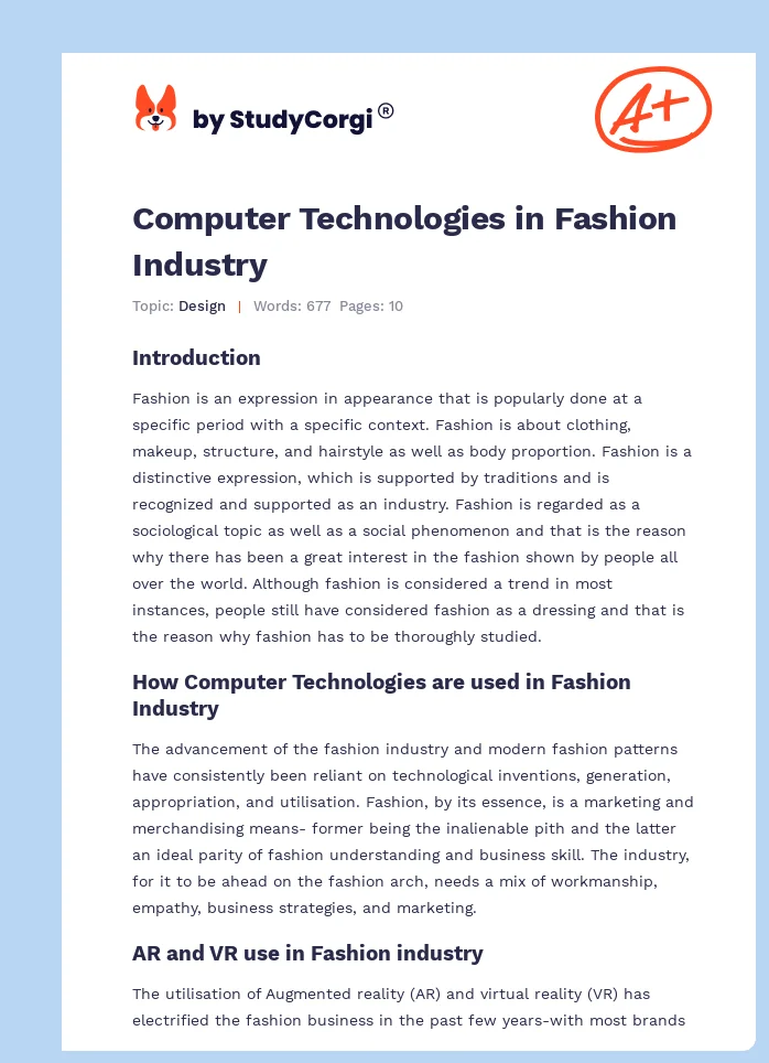 Computer Technologies in Fashion Industry. Page 1