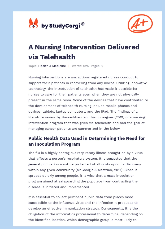 A Nursing Intervention Delivered via Telehealth. Page 1