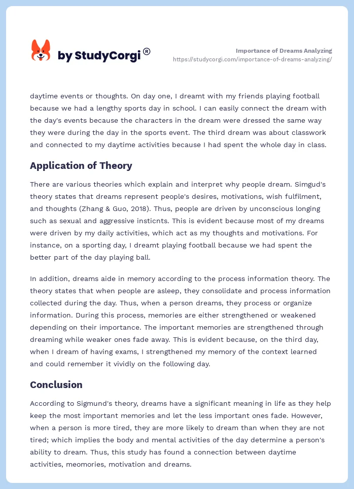 Importance of Dreams Analyzing. Page 2