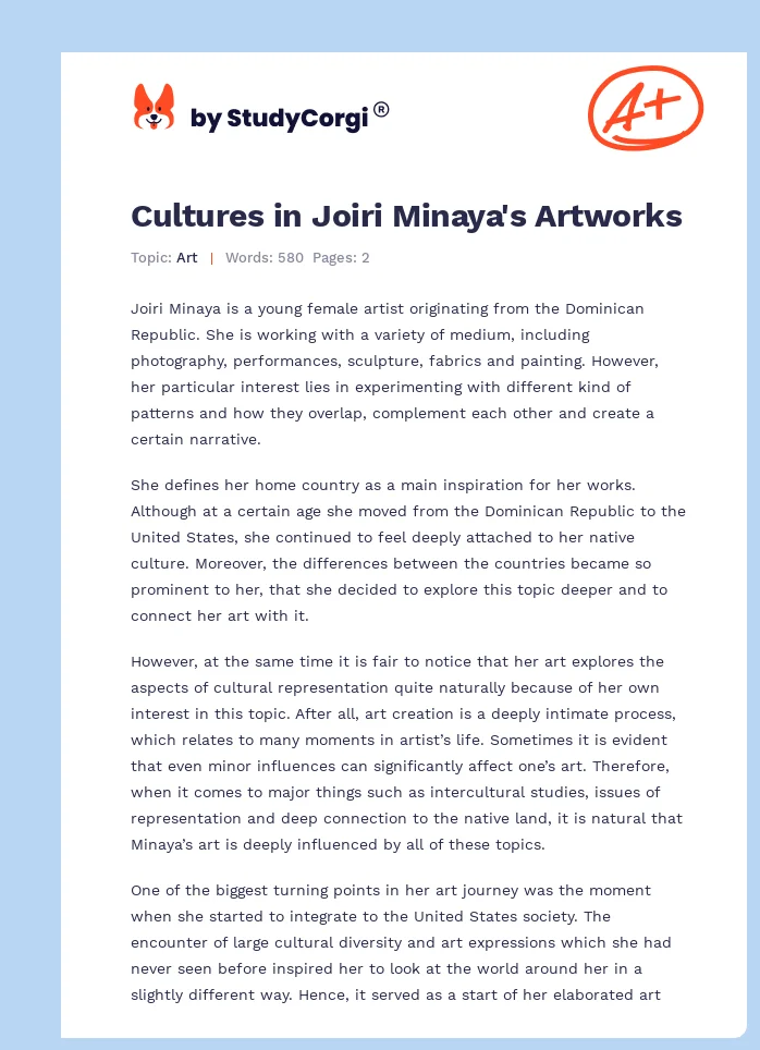 Cultures in Joiri Minaya's Artworks. Page 1