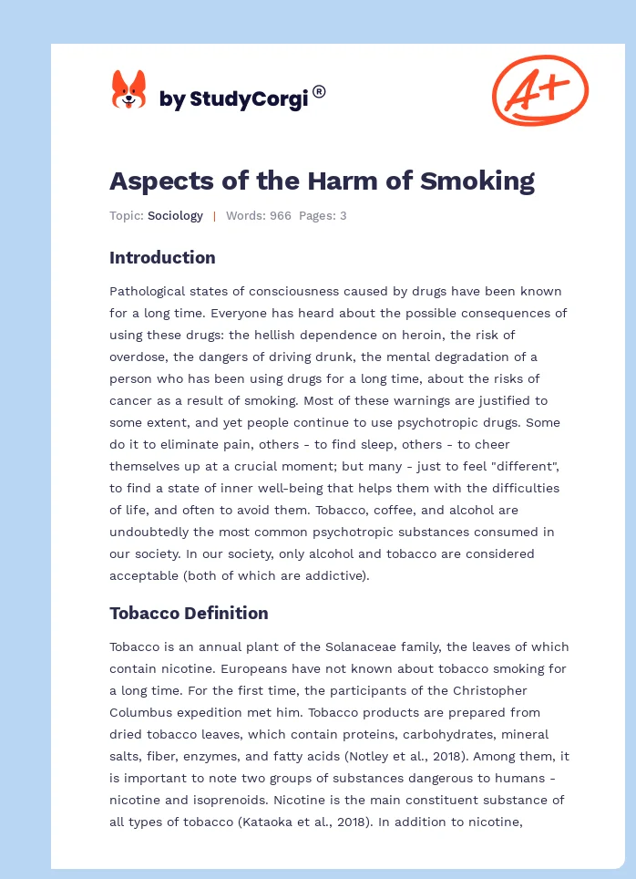Aspects of the Harm of Smoking. Page 1