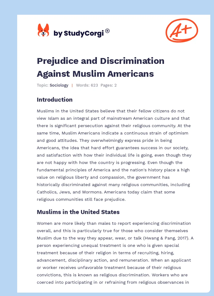 Prejudice and Discrimination Against Muslim Americans. Page 1