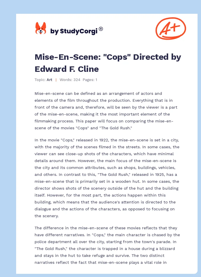 Mise-En-Scene: "Cops" Directed by Edward F. Cline. Page 1