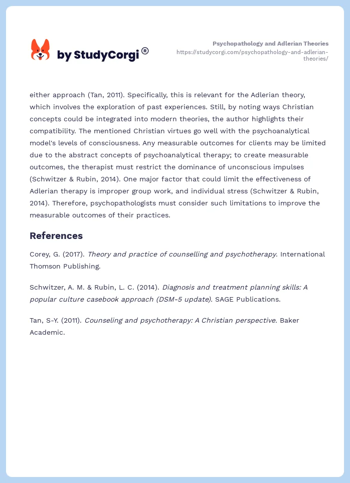 Psychopathology and Adlerian Theories. Page 2