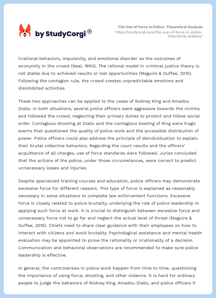 The Use of Force in Police: Theoretical Analysis. Page 2