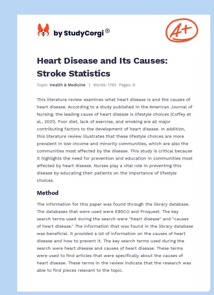 Heart Disease and Its Causes: Stroke Statistics. Page 1