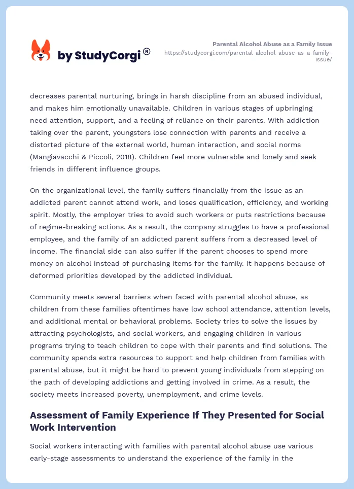 Parental Alcohol Abuse as a Family Issue. Page 2