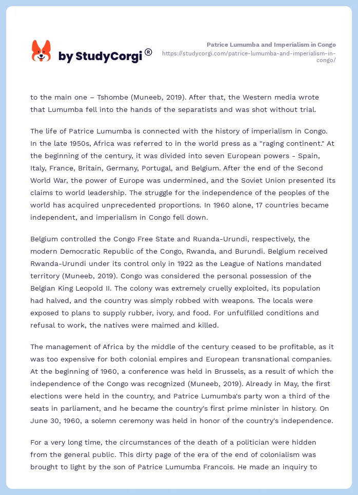 Patrice Lumumba and Imperialism in Congo. Page 2