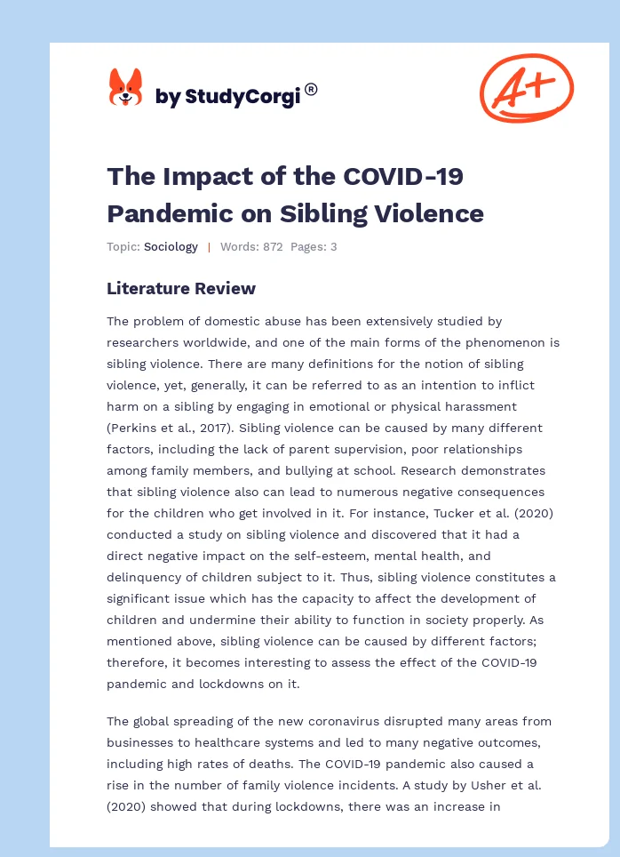 The Impact of the COVID-19 Pandemic on Sibling Violence. Page 1