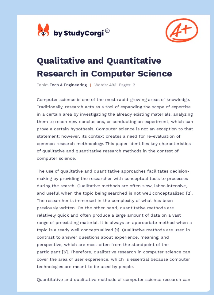 Qualitative and Quantitative Research in Computer Science. Page 1