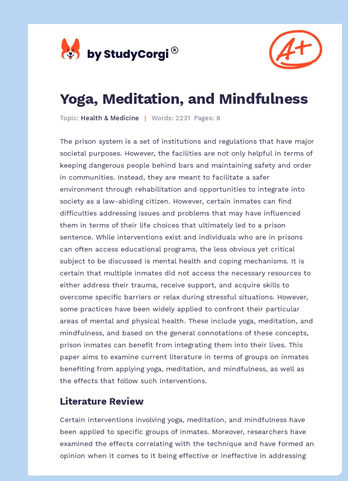Yoga, Meditation, and Mindfulness. Page 1
