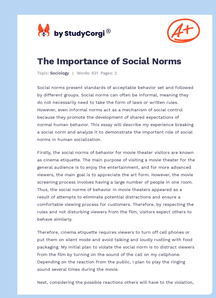 The Importance of Social Norms. Page 1