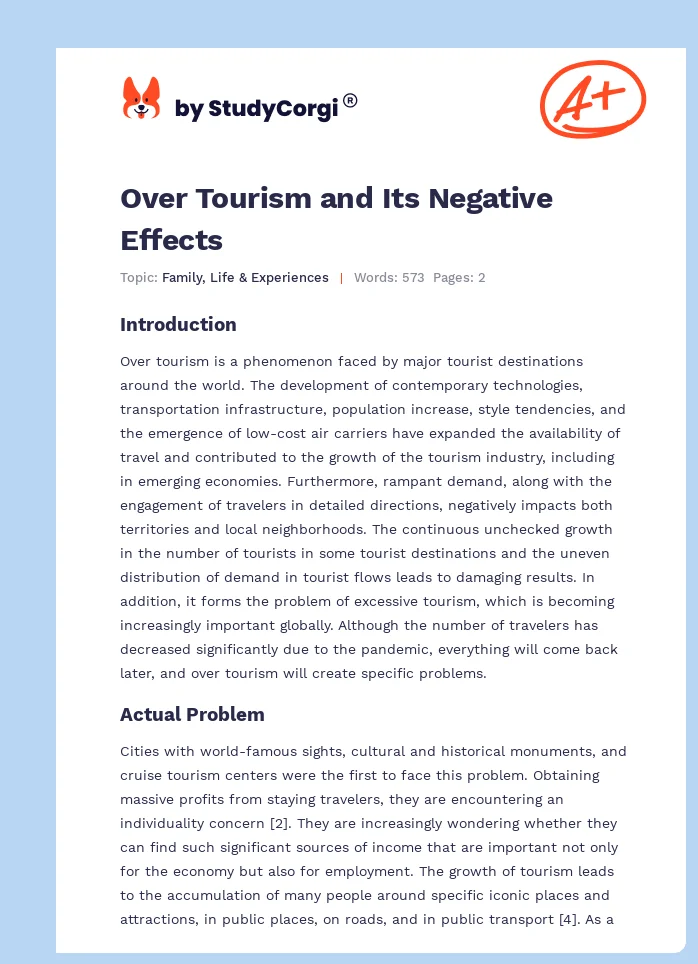 Over Tourism and Its Negative Effects. Page 1