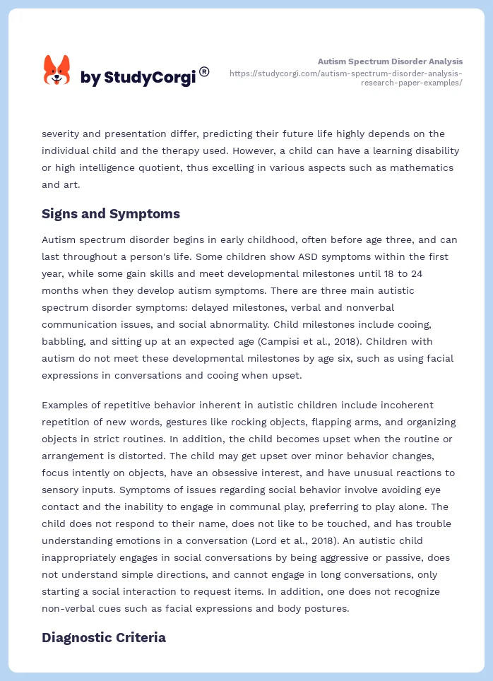 Autism Spectrum Disorder Analysis. Page 2