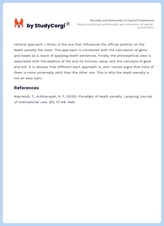 Morality and Rationality of Capital Punishment. Page 2