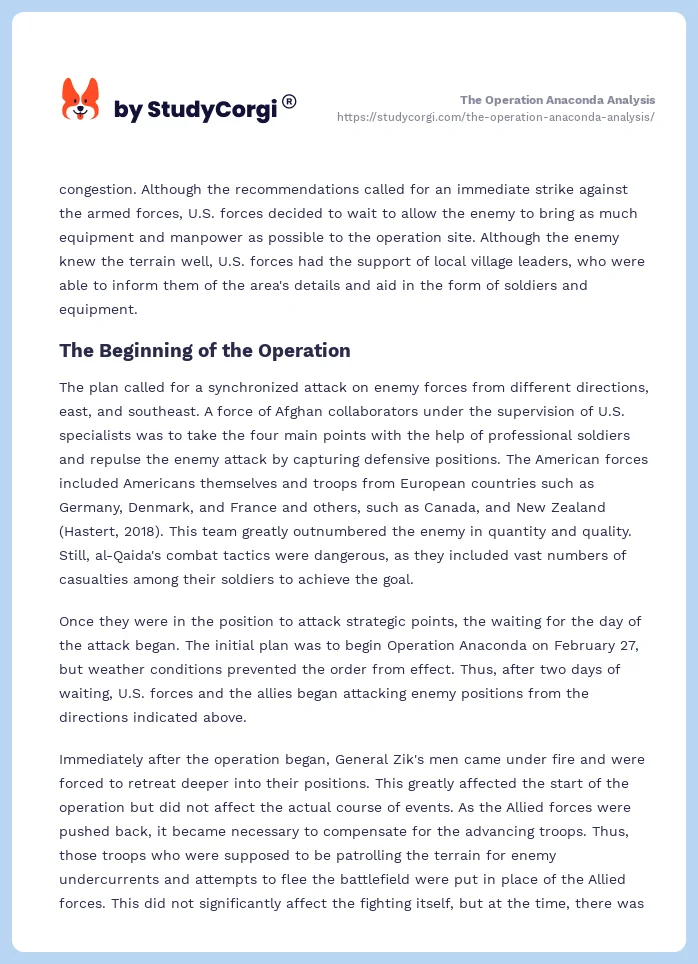 The Operation Anaconda Analysis. Page 2