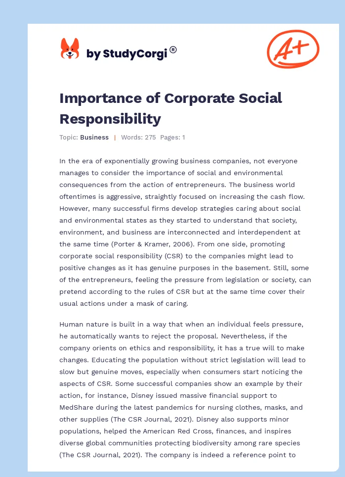 Competitive Advantage and Corporate Social Responsibility. Page 1