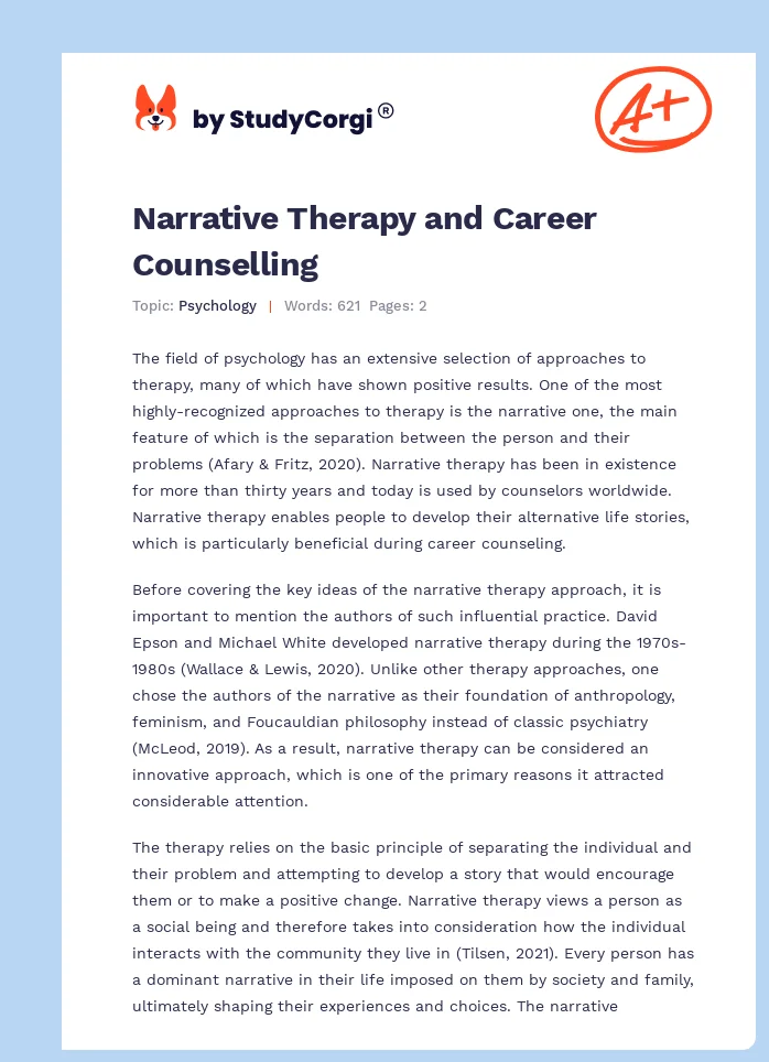 Narrative Therapy and Career Counselling. Page 1