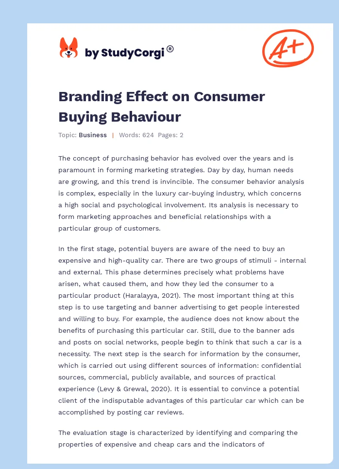Branding Effect on Consumer Buying Behaviour. Page 1