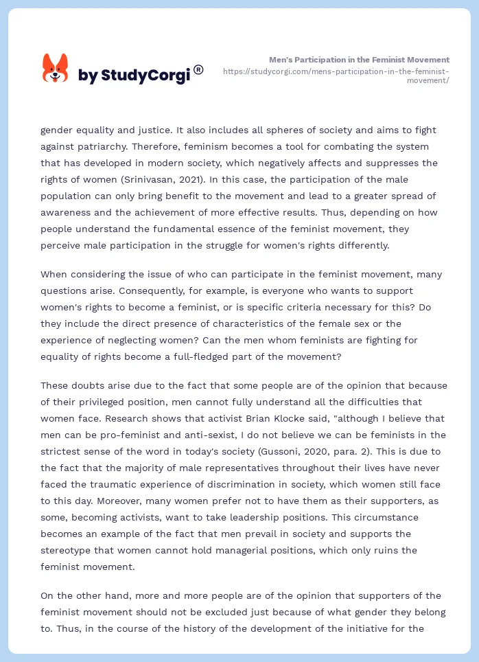 Men's Participation in the Feminist Movement. Page 2