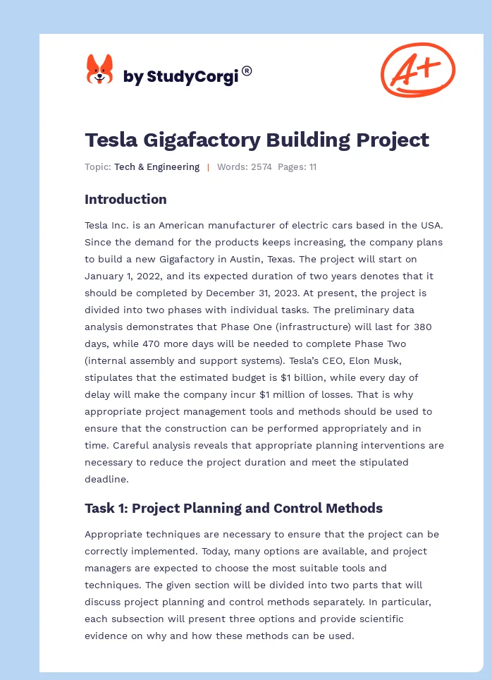 Tesla Gigafactory Building Project. Page 1